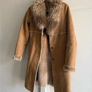 Brown Faux Fur Trimmed Coat